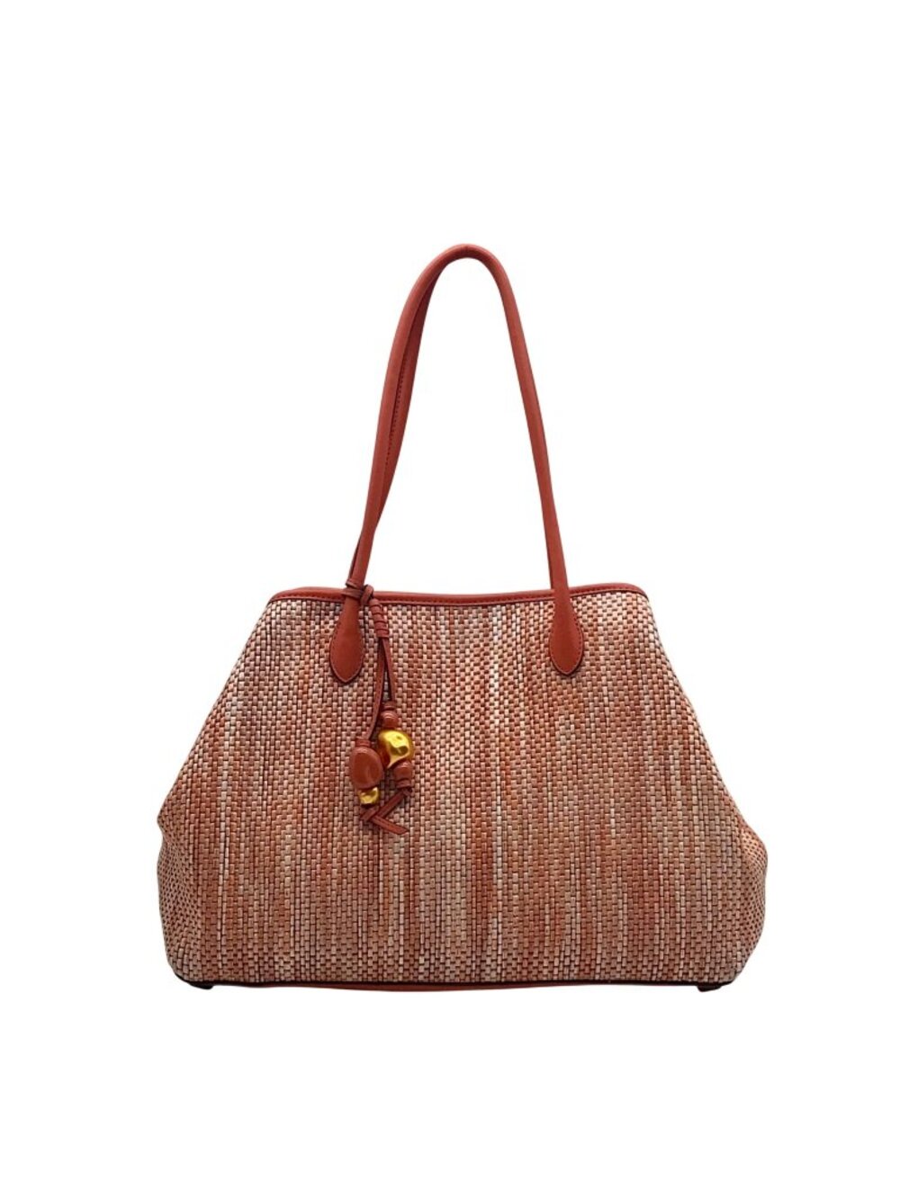 Donna Karan Salmon Raffia Weekend Tote Bag